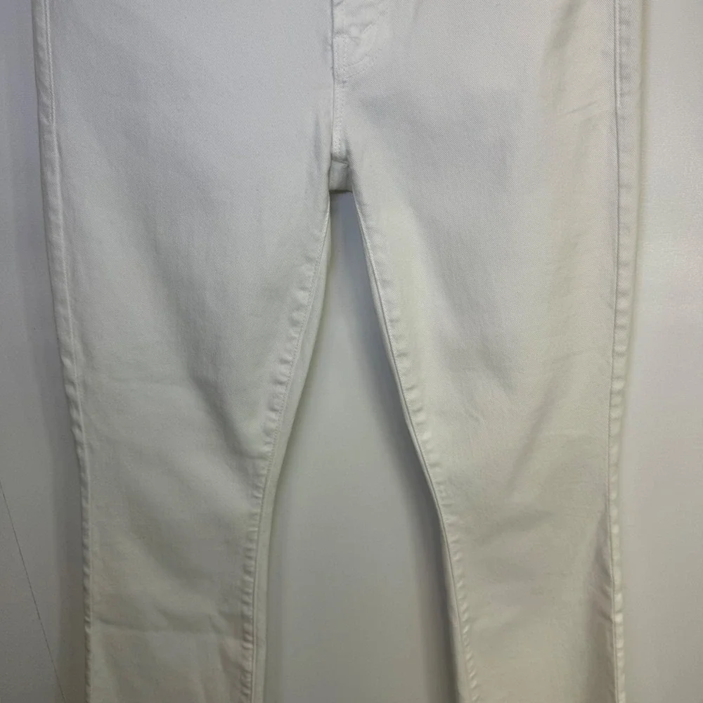 MOTHER The Insider Crop Step Fray White Jeans‎ Raw Hem Denim 25 glass slipper